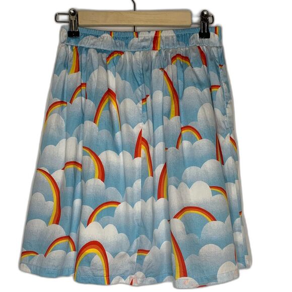 MODCLOTH On My Wavelength Skater Skirt Rainbow Size Small - Picture 3 of 11
